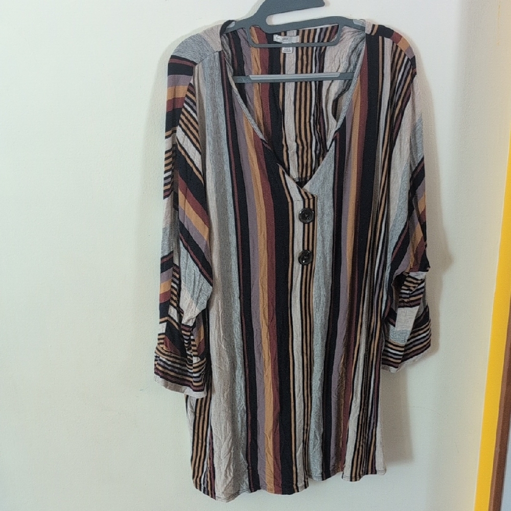 Striped Multicolor V-Neck Women's Top
